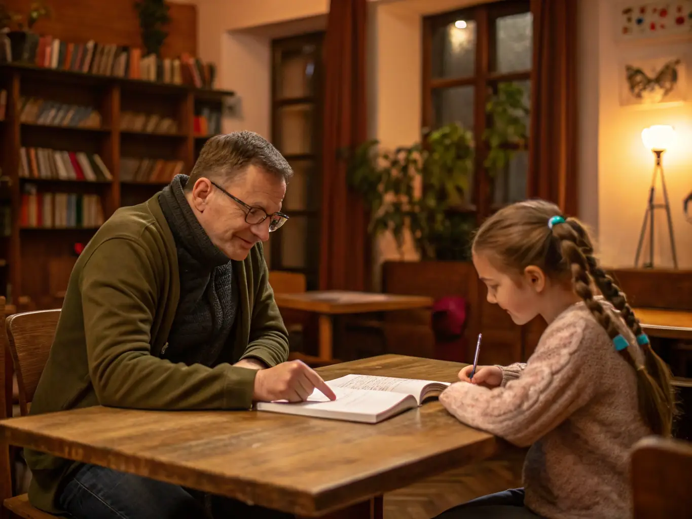 A photo of a mentor guiding a young artist in a workshop setting, highlighting the mentorship programs offered by LPC LA P'TITE CHATAIGNE to support emerging talent.